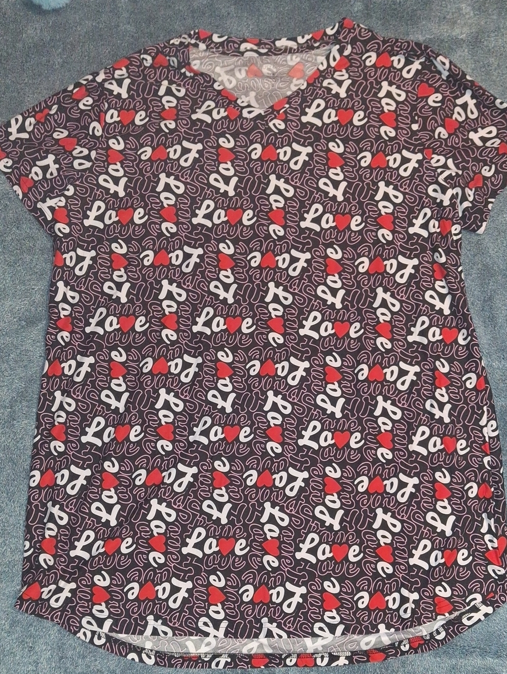 Just Be Womans Love Graphic Sleepshirt Black & Red